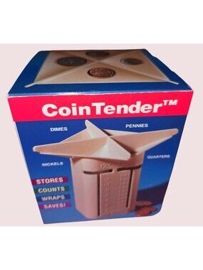 CoinTender Coin Organizer For Pennies Nickels Dimes Quarters - Counts Stacks Wra